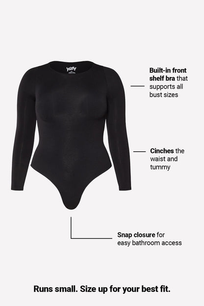 Fabletics Nearly Naked Shapewear Long Sleeve Bodysuit