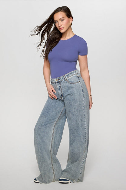 Fabletics Snug Cotton Short Sleeve Brief Bodysuit
