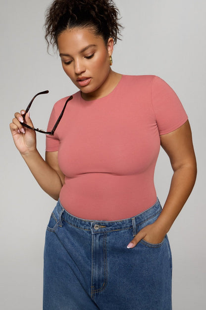 Fabletics Snug Cotton Short Sleeve Brief Bodysuit