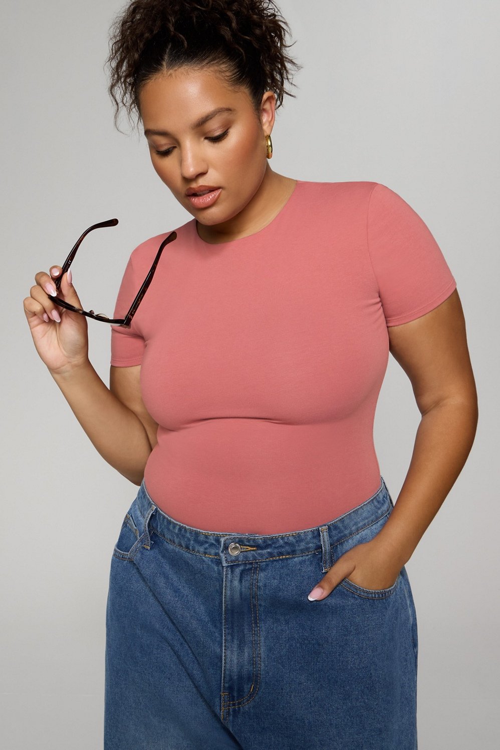 Fabletics Snug Cotton Short Sleeve Brief Bodysuit