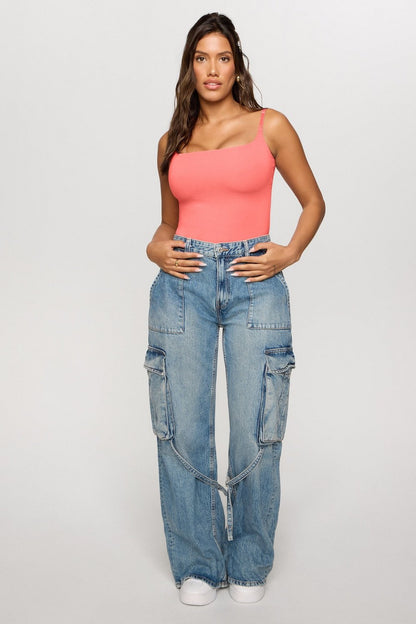 Fabletics Snug Cotton Strappy Thong Bodysuit