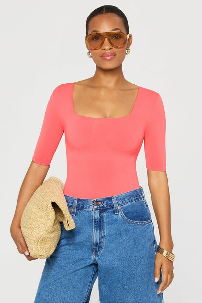 Fabletics Nearly Naked Shapewear 3/4 Sleeve Bodysuit