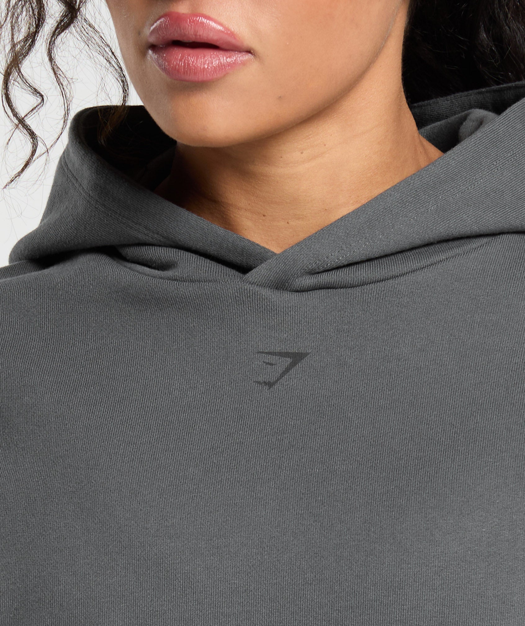 Women's Gymshark Back Gains Graphic Hoodie Graphite Grey