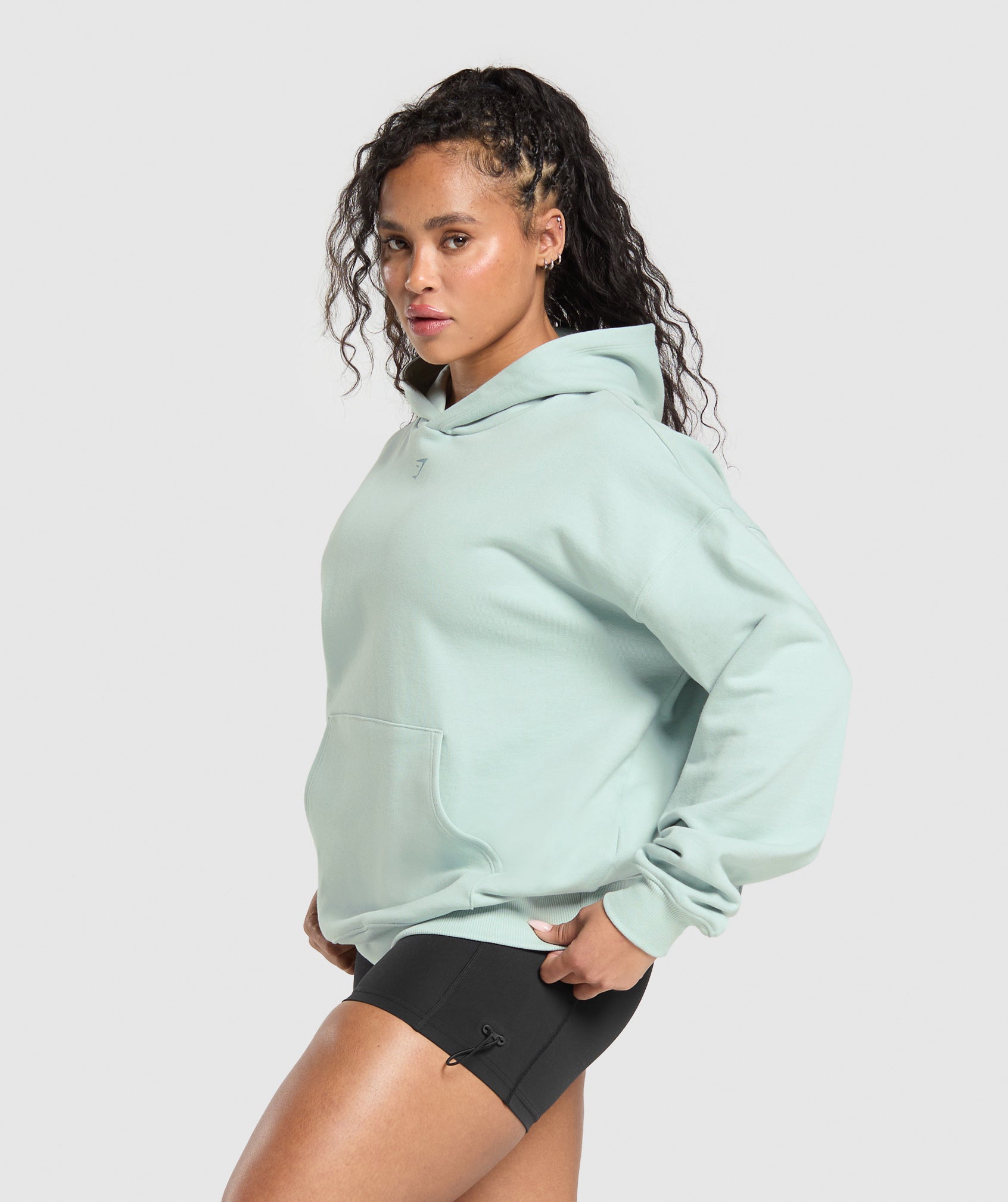 Women's Gymshark Back Gains Graphic Hoodie Morning Blue