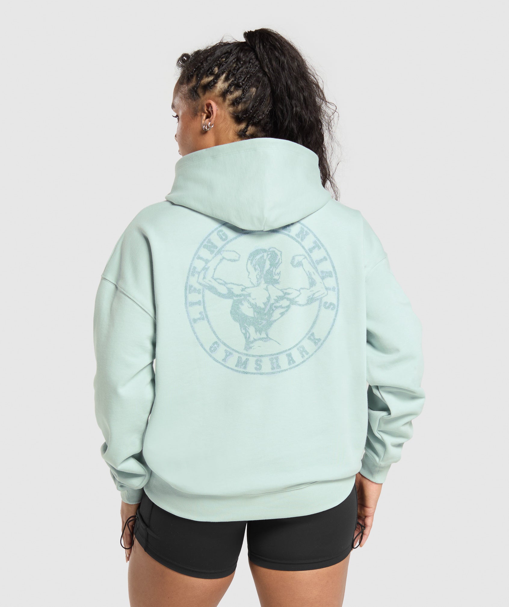 Women's Gymshark Back Gains Graphic Hoodie Morning Blue
