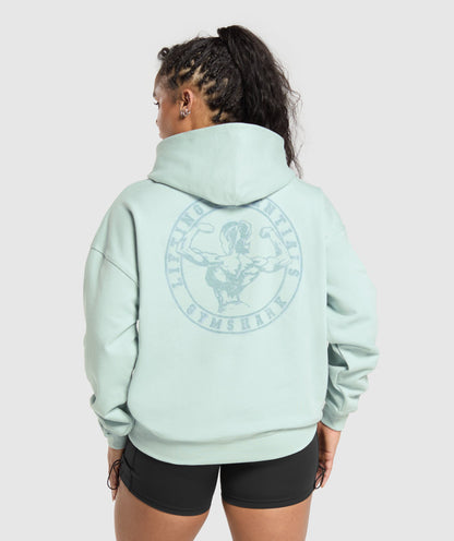 Women's Gymshark Back Gains Graphic Hoodie Morning Blue