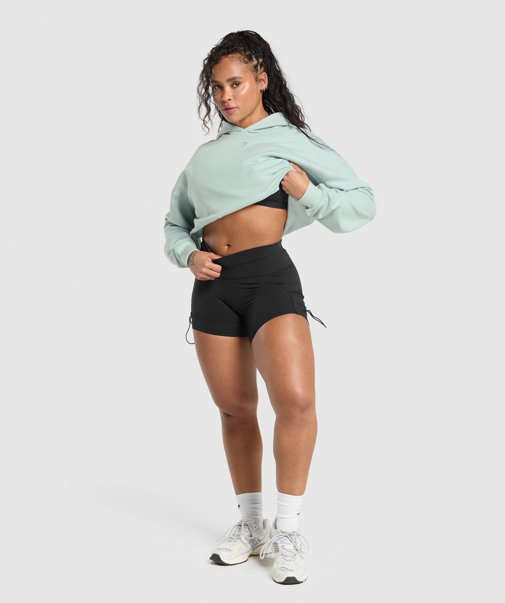 Women's Gymshark Back Gains Graphic Hoodie Morning Blue