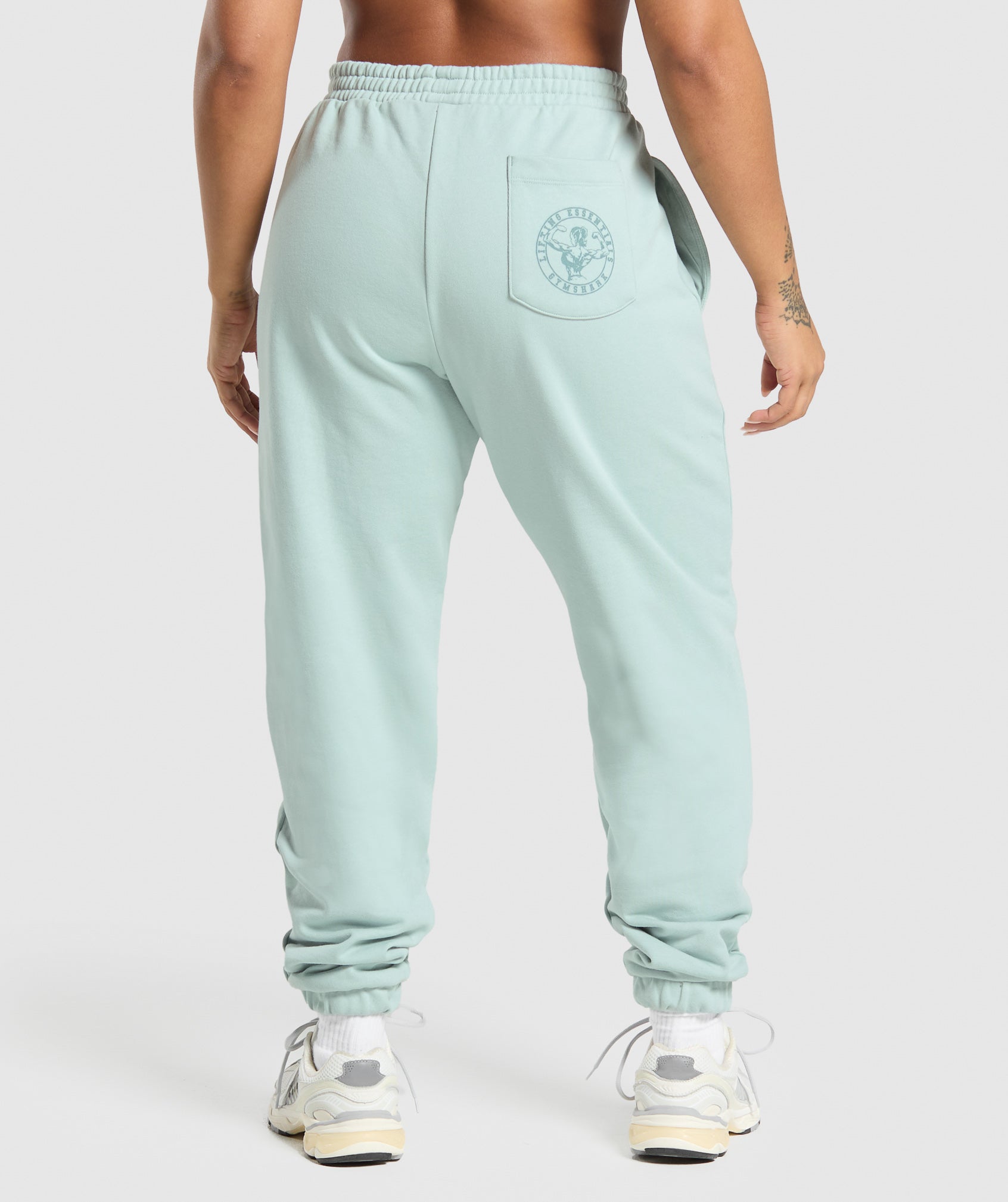 Women's Gymshark Back Gains Graphic Joggers Morning Blue