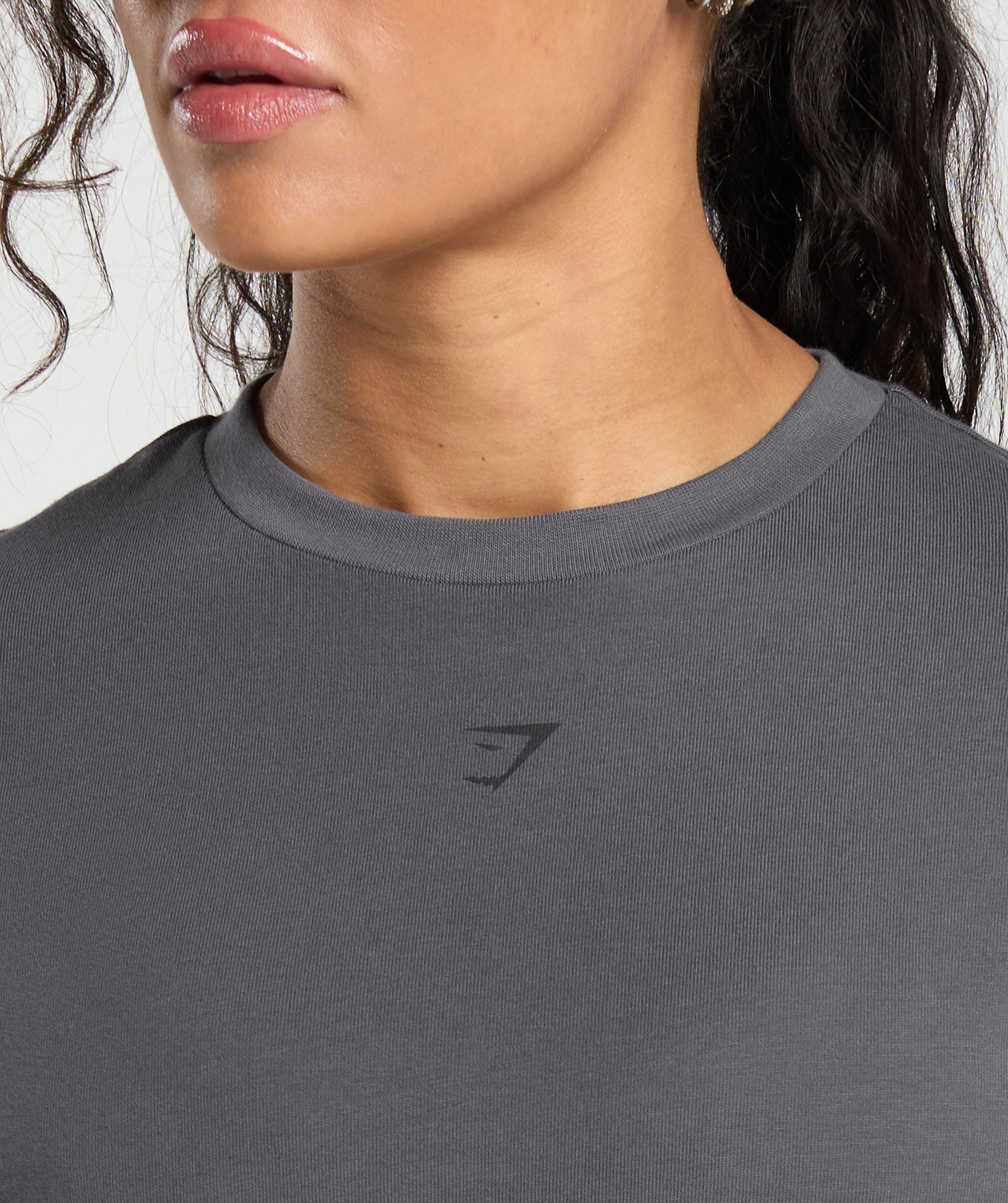 Women's Gymshark Back Gains Graphic Oversized Tee Graphite Grey