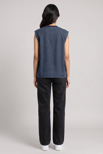 BLUE DENIM WOMEN'S TANK TOP