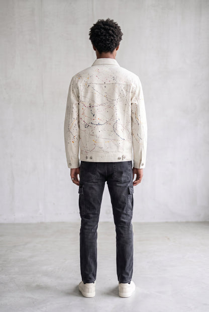 WHITE PAINTED DENIM MEN'S JACKET