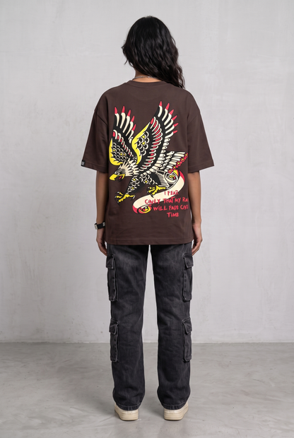 EAGLE EYE BROWN WOMEN’S OVERSIZED T-SHIRT