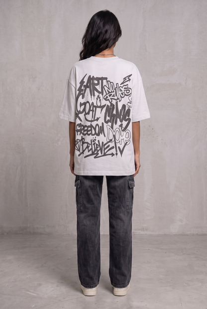 RUST GRAFFITI GREY WOMEN’S OVERSIZED T-SHIRT