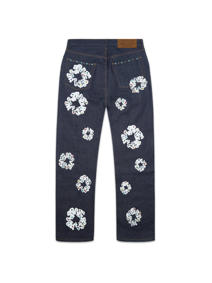 Denim Tears Baggy Studded Cotton Wreath Denim Pant Selvedge
