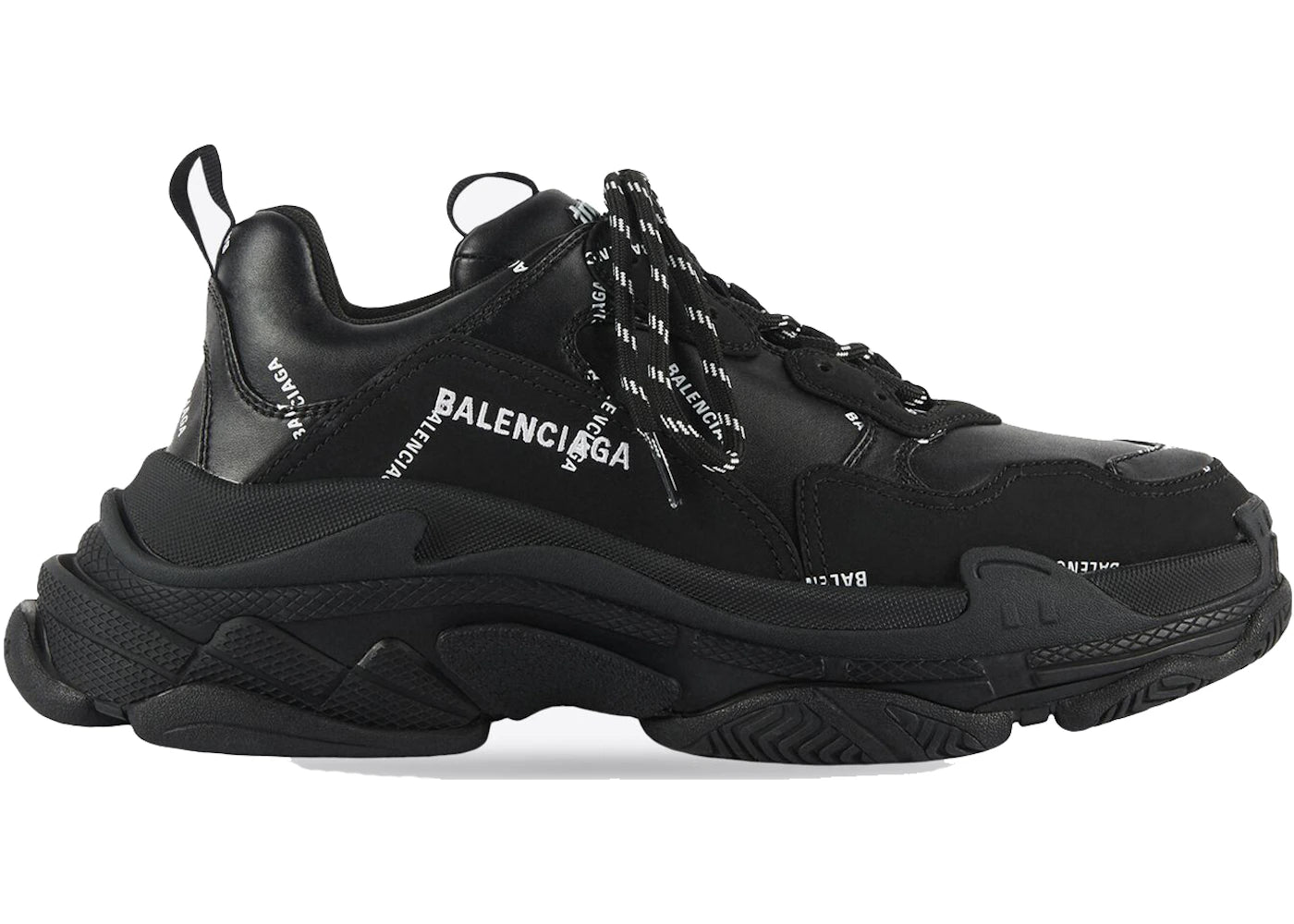 Balenciaga All Over Logo Triple S Black (Women'S)