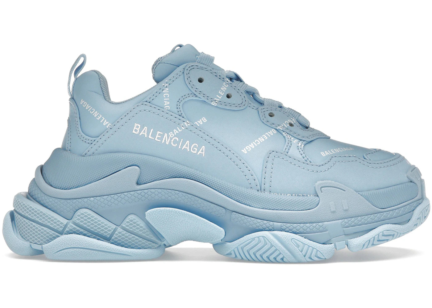 Balenciaga All Over Logo Triple S Blue Grey (Women'S)