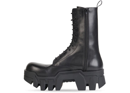 Balenciaga Bulldozer Laceup Boot Black Calfskin