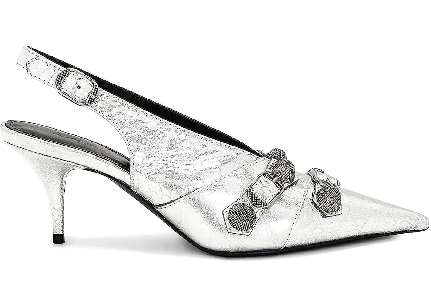 Balenciaga Cagole 70Mm Slingback Pumps Silver (Women'S)