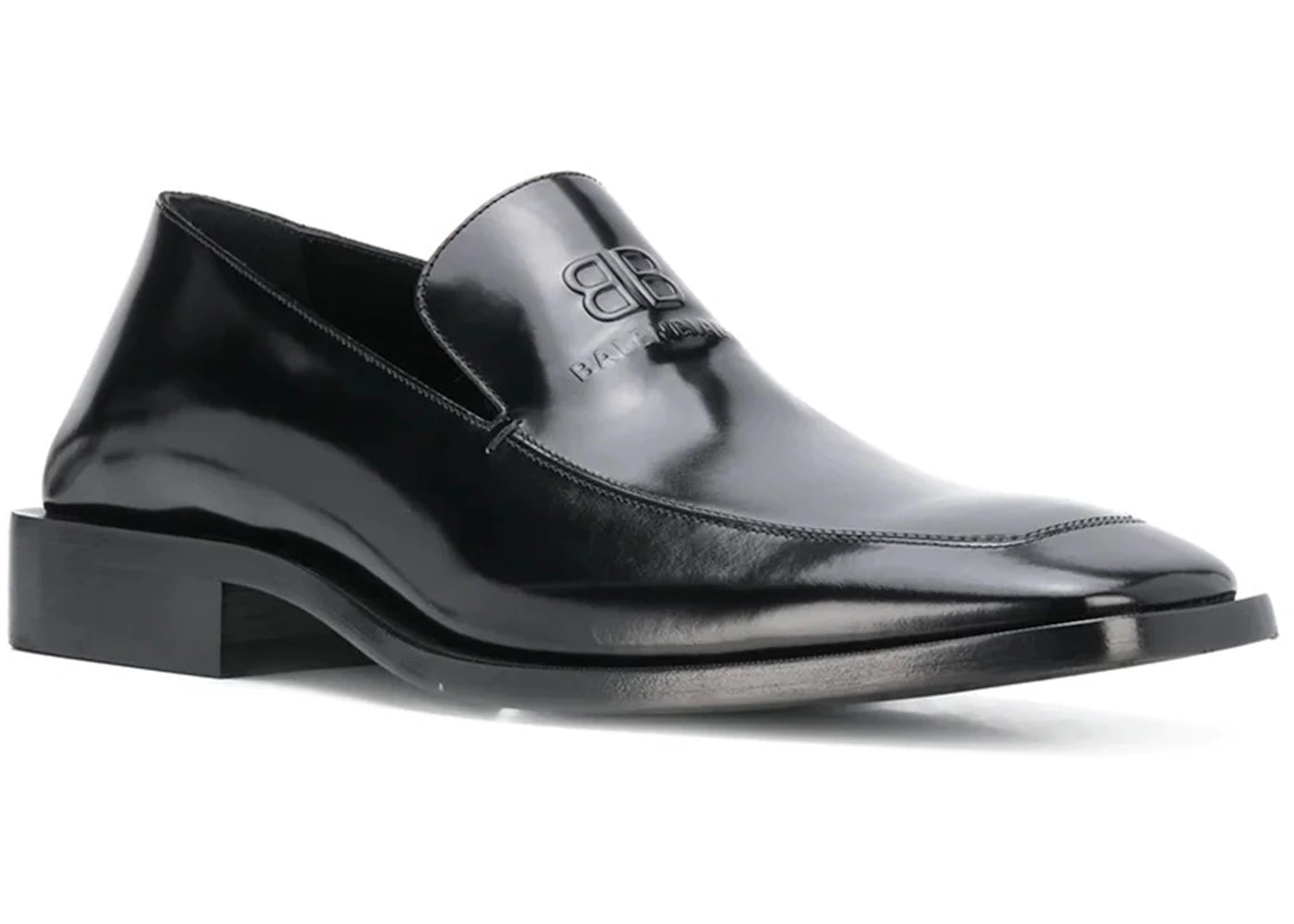 balenciaga coin rim 20mm loafers black leather
