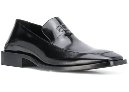balenciaga coin rim 20mm loafers black leather