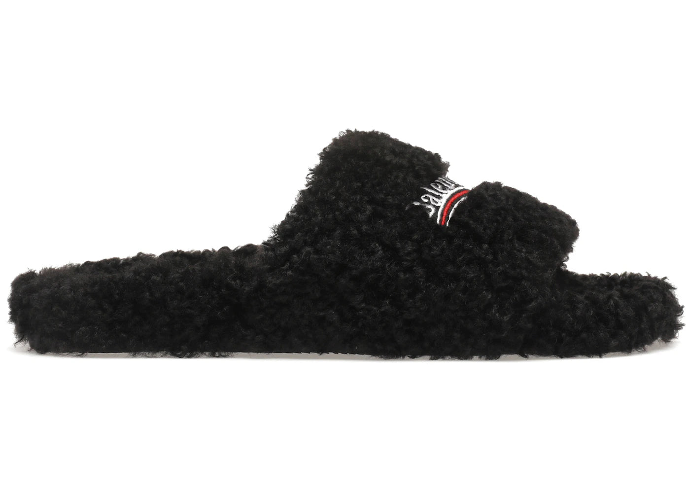 balenciaga furry slide black