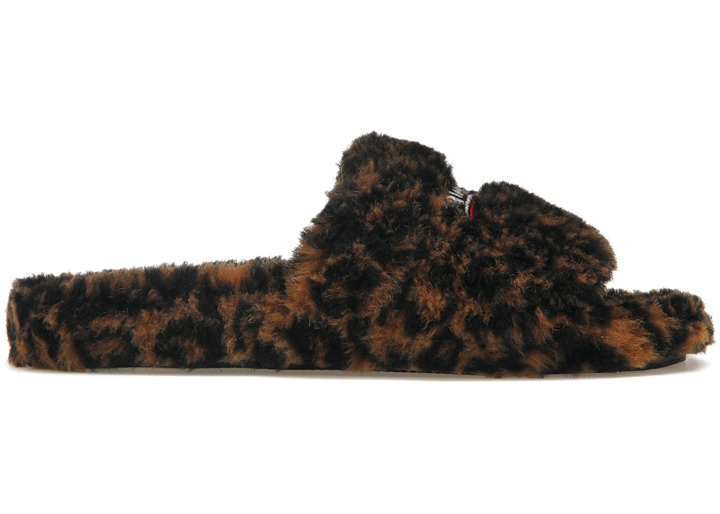 balenciaga furry slide leopard brown black