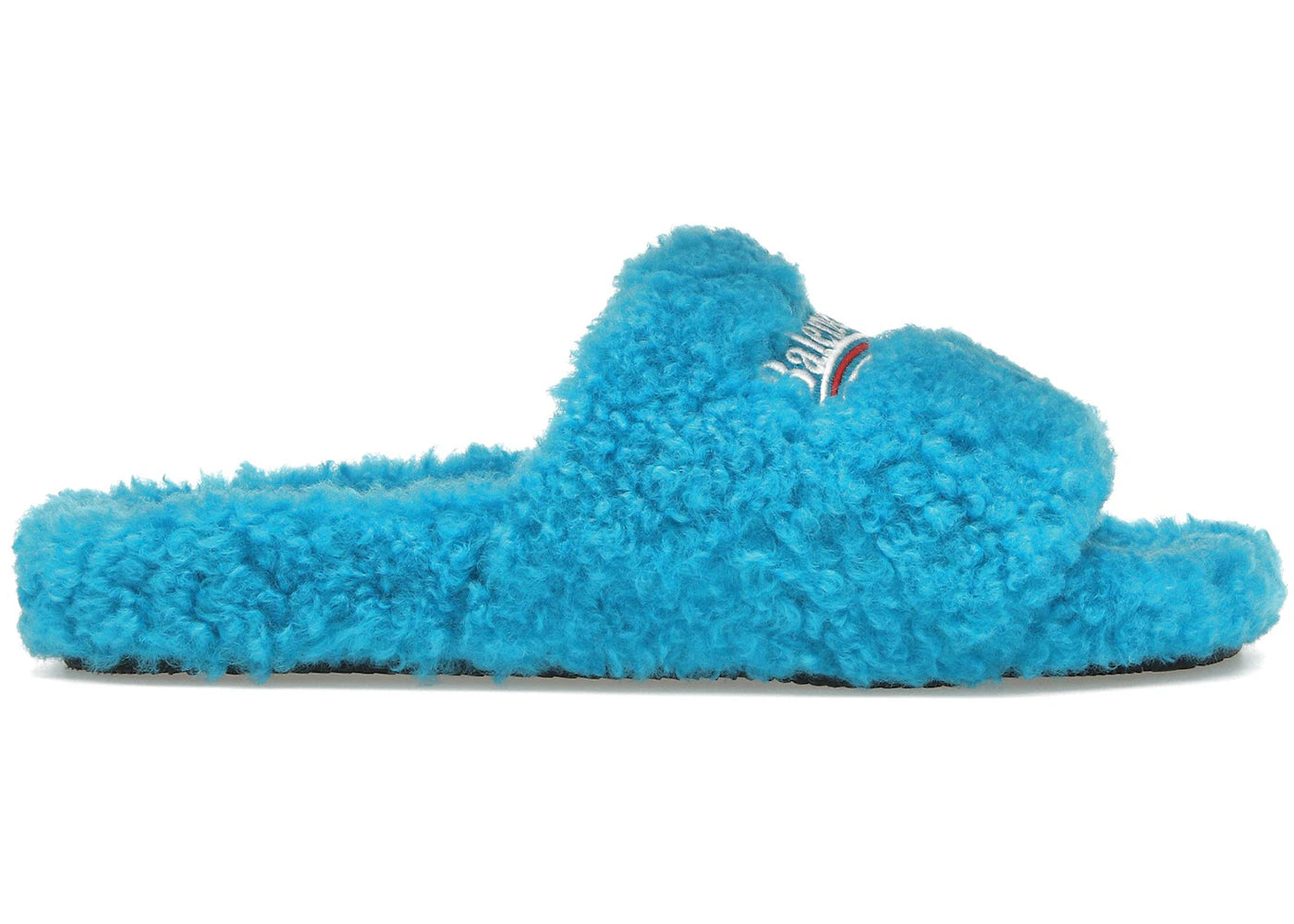 balenciaga furry slide sky blue