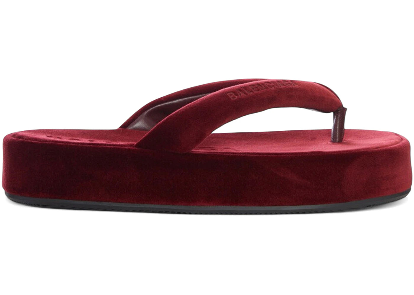 Balenciaga Jet Lag Thong Velvet Flip-Flop Burgundy (Women'S)