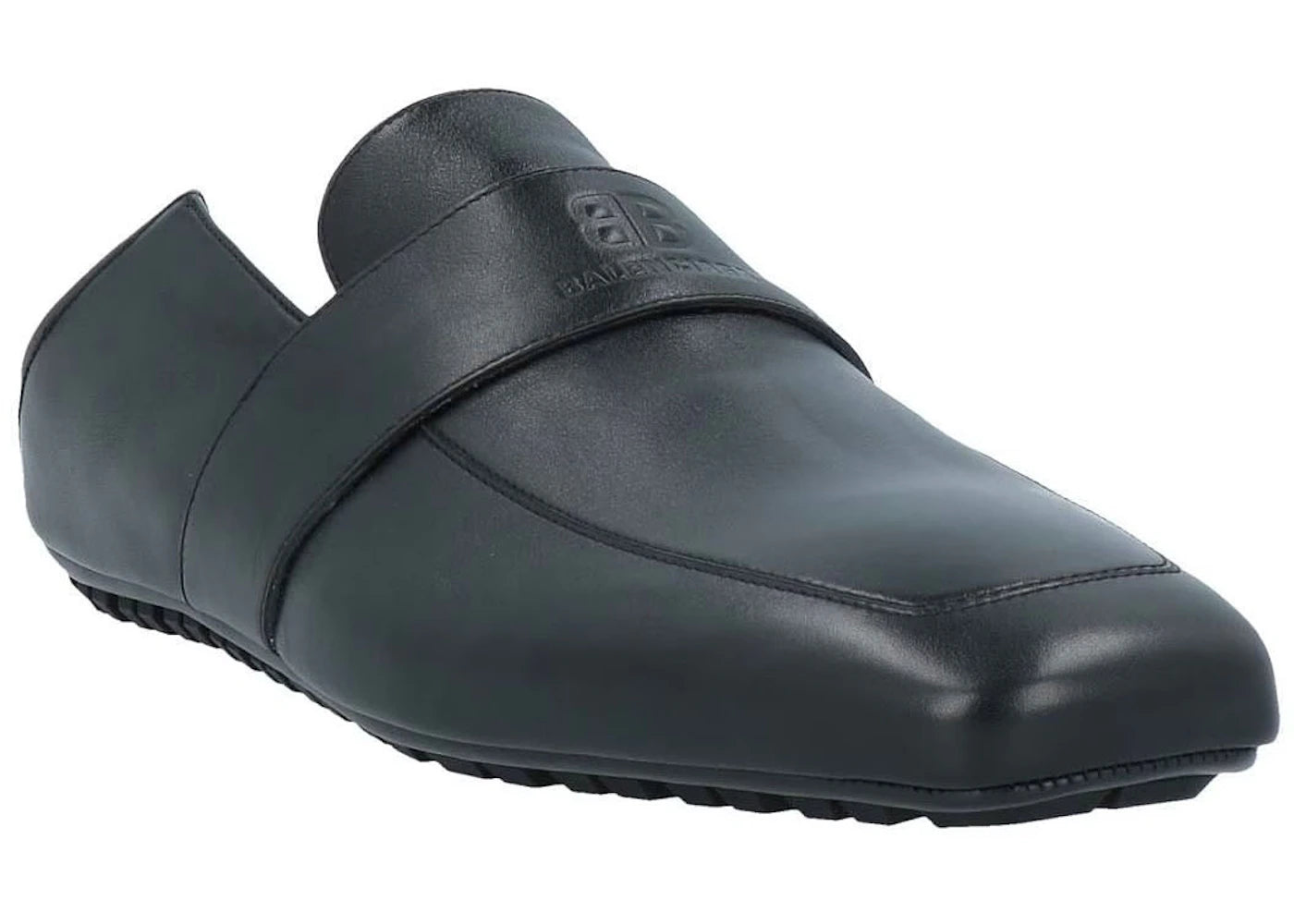 balenciaga slide loafer black leather