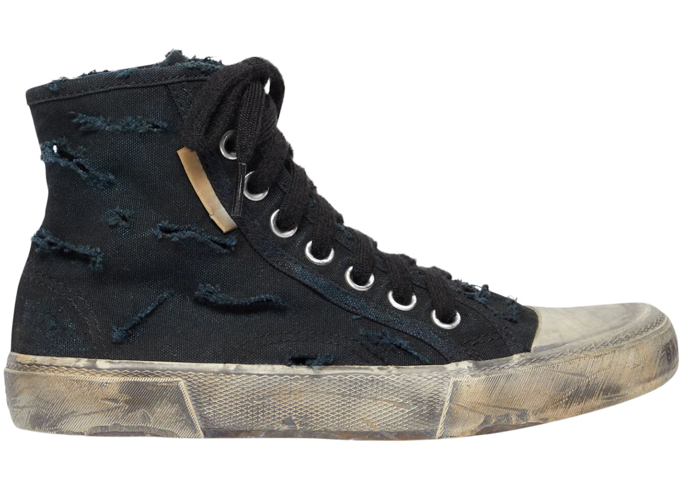 balenciaga paris high top destroyed black white