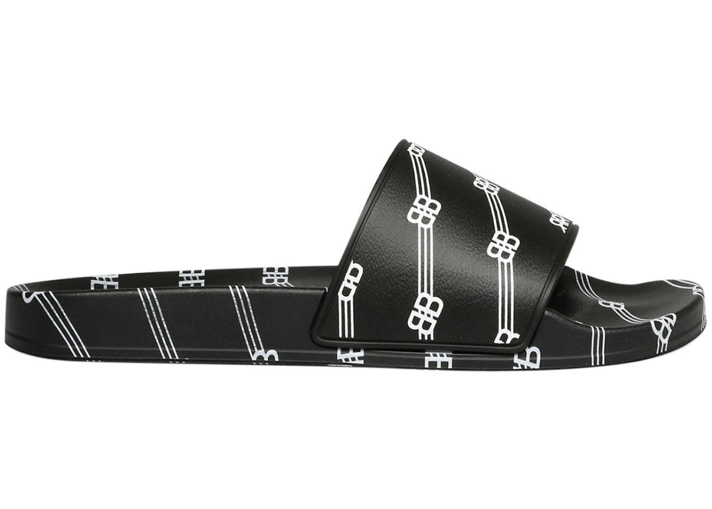 balenciaga pool slides all over logo black