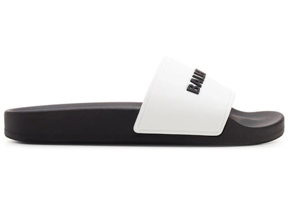 Balenciaga Pool Slides Logo White Black (Women'S)