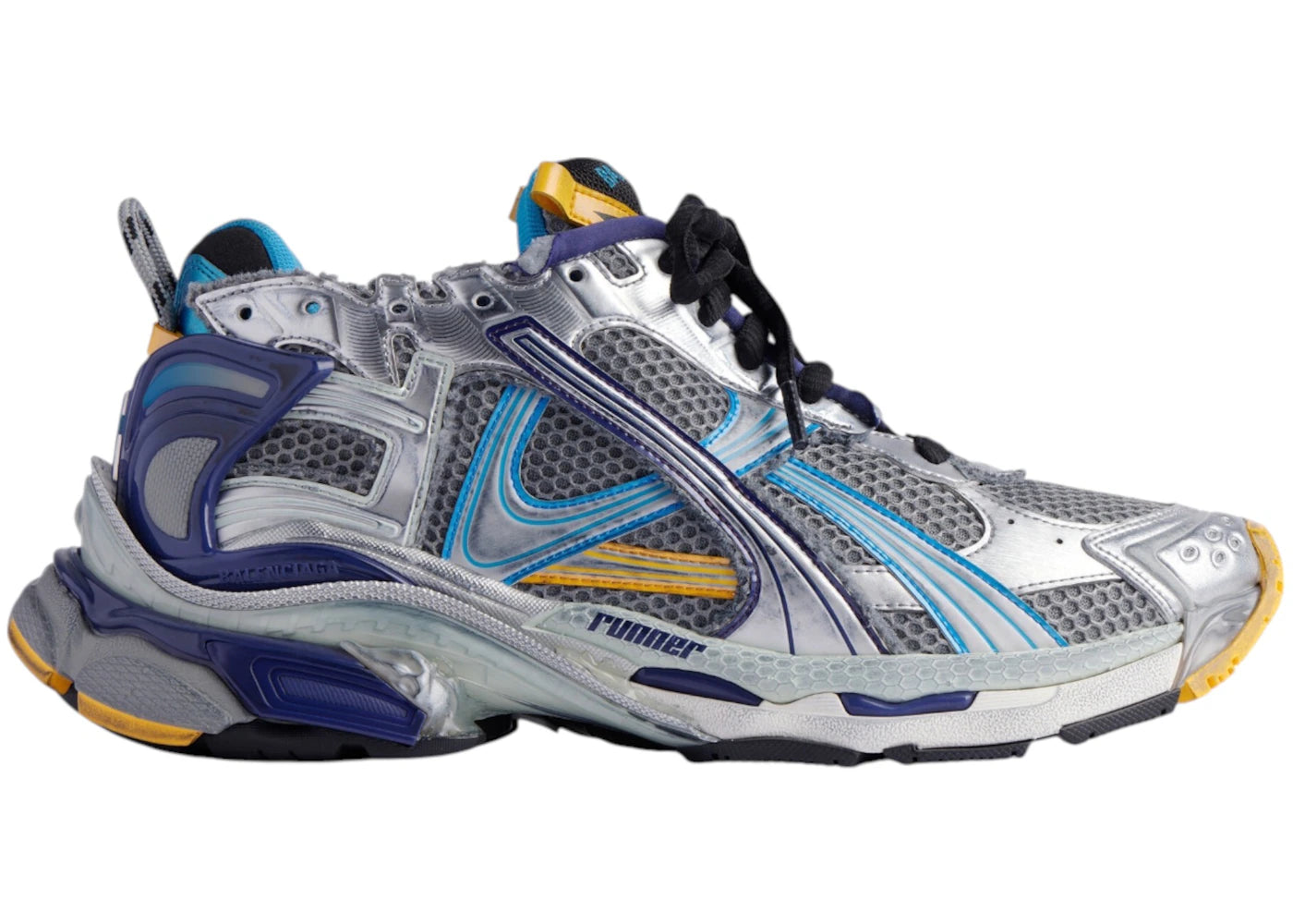 balenciaga runner grey blue orange aqua