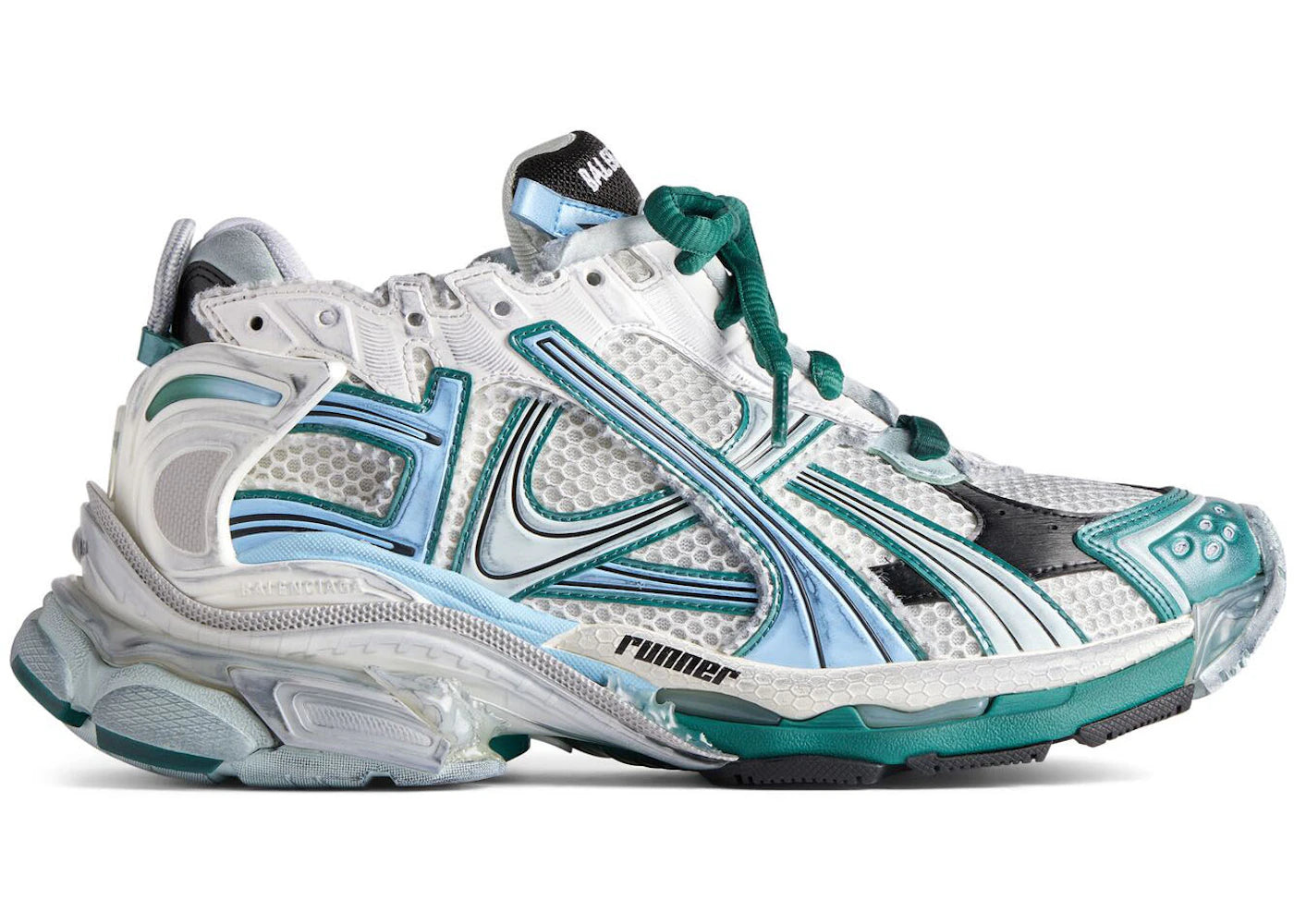 balenciaga runner white green blue
