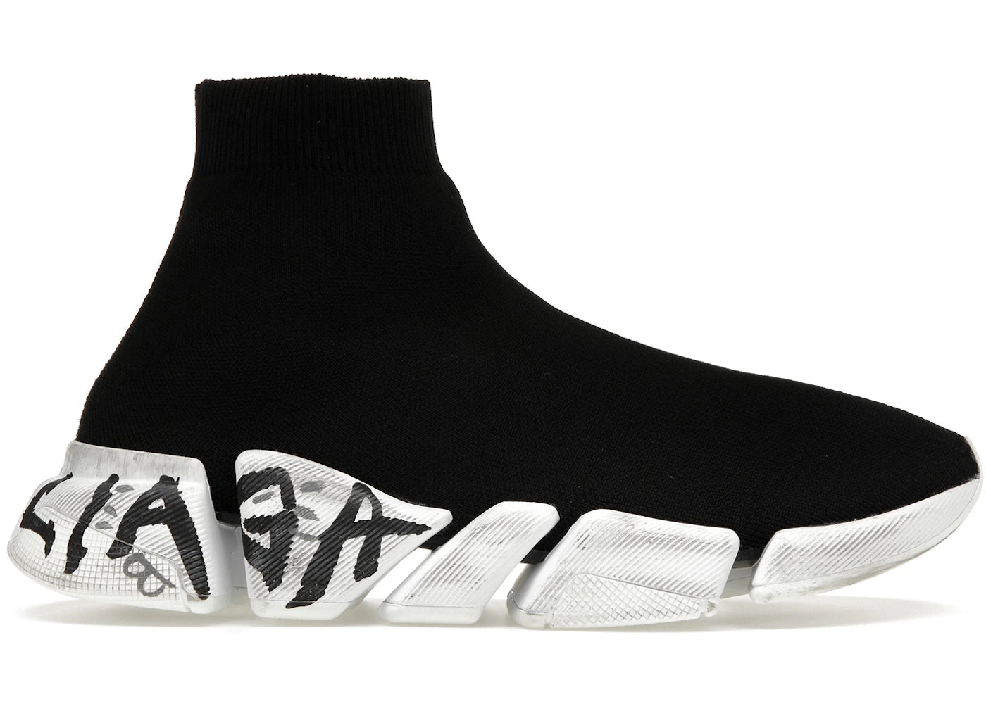 balenciaga speed 2.0 graffiti recycled knit black (women's)