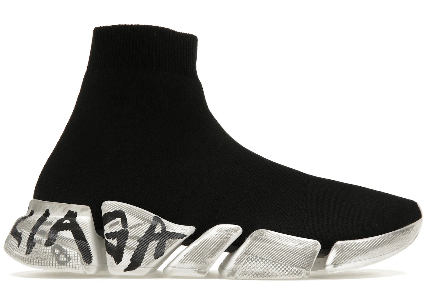 Balenciaga Speed 2.0 Graffiti Recycled Knit Black White