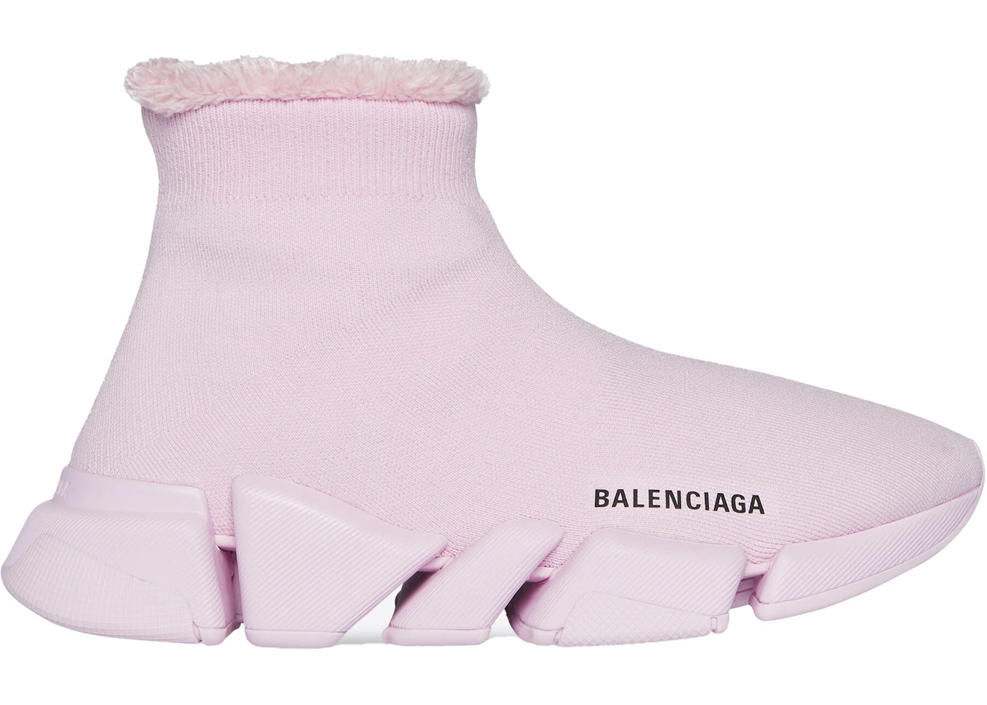balenciaga speed 2.0 recycled knit fake fur pink (women's)