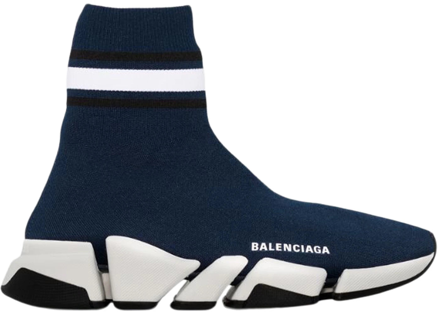 balenciaga speed 2.0 striped navy blue black white (women's)