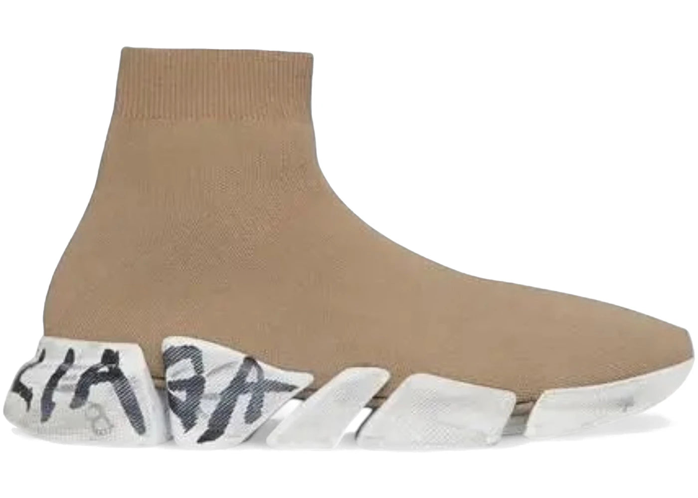 Balenciaga Speed 2.0 Worn-Out Graffiti Dark Beige