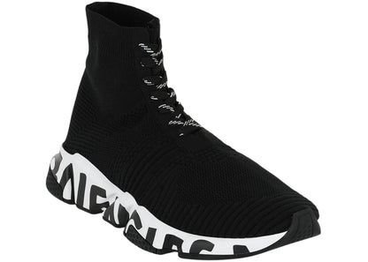 Balenciaga Speed Lace Up Graffiti Recycled Knit Graffiti Black White