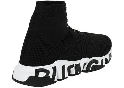 Balenciaga Speed Lace Up Graffiti Recycled Knit Graffiti Black White