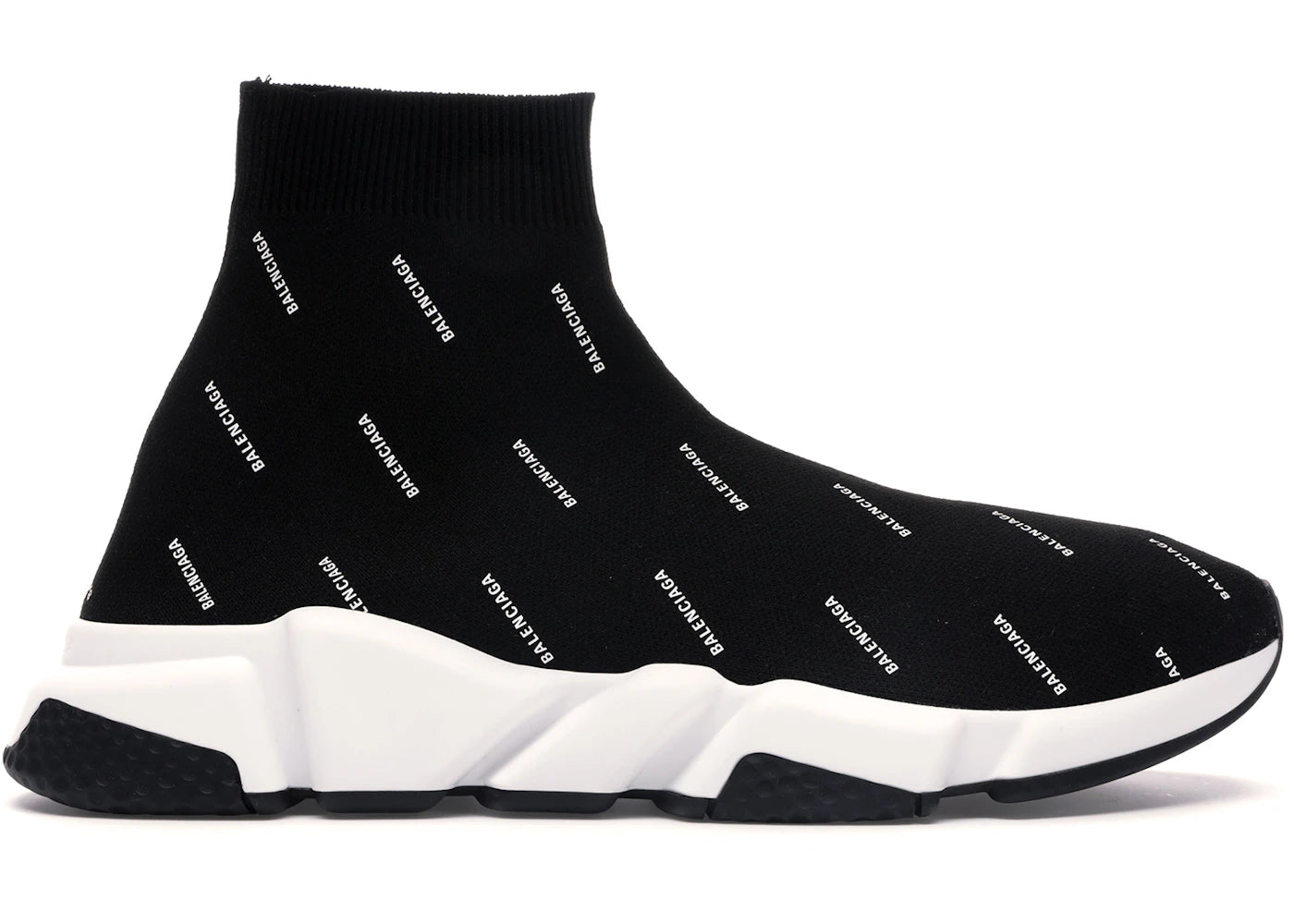 Balenciaga Speed Trainer Logo Print Black White