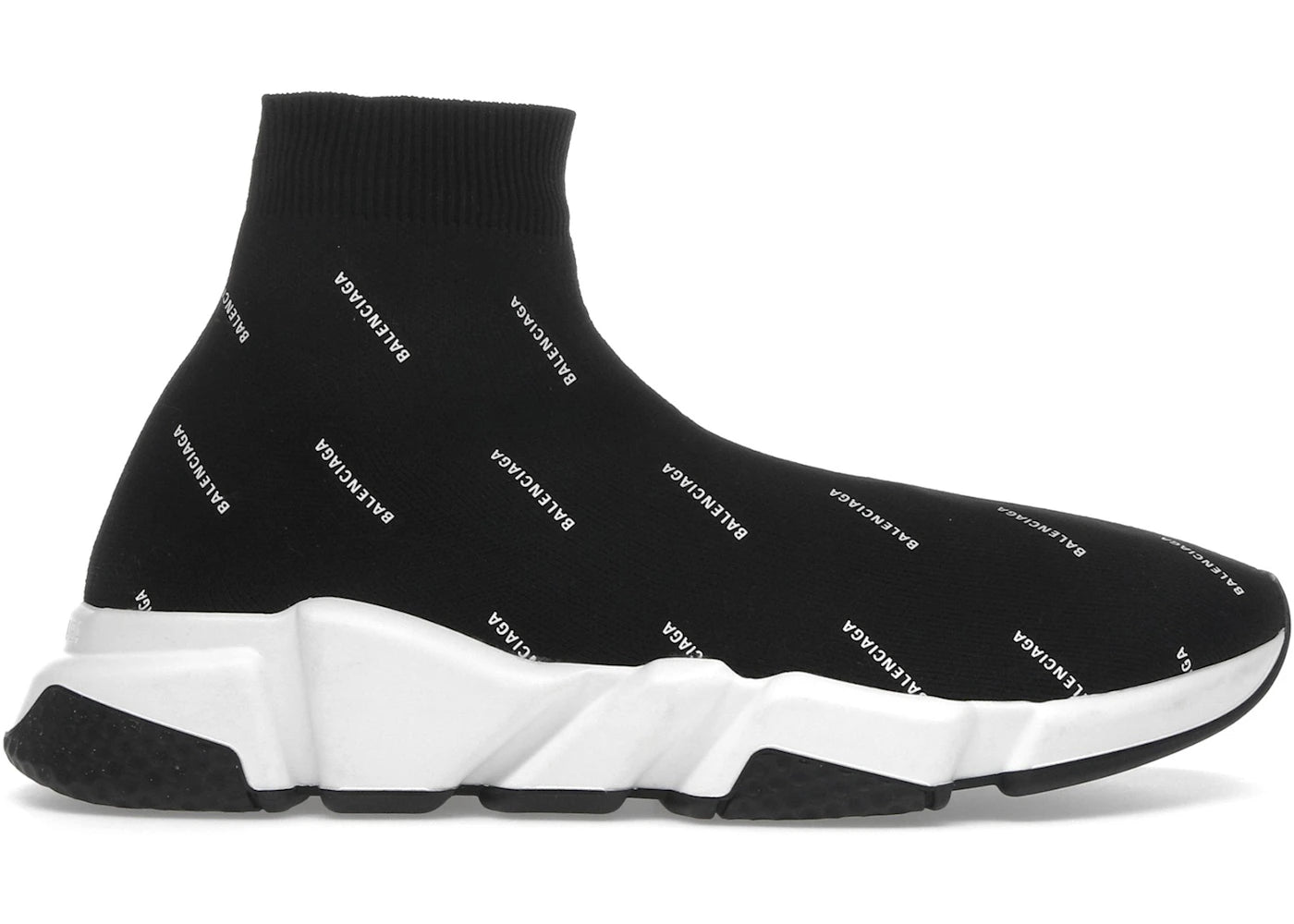 balenciaga speed trainer mid logo print black