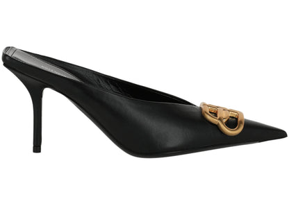 Balenciaga Square Knife Bb Mules Black Gold (Women'S)