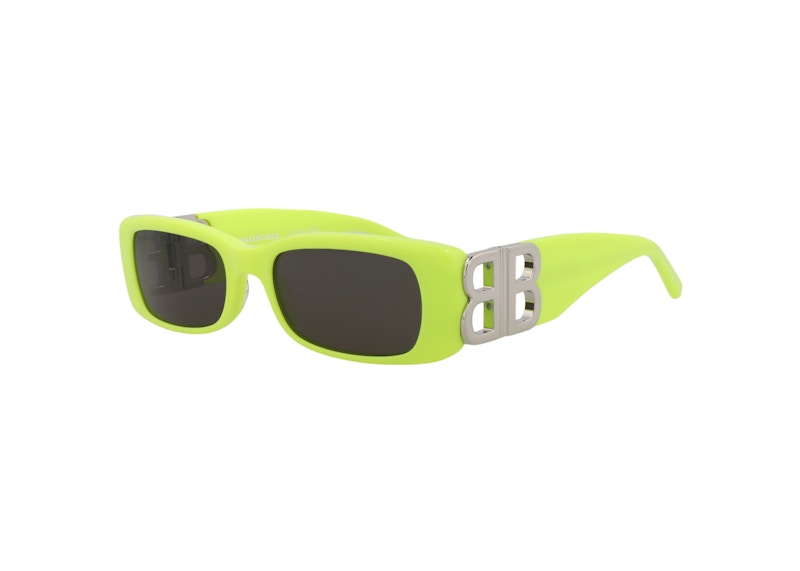 Balenciaga Square Rectangle Sunglasses Yellow/Silver/Grey (Bb0096S-30008871-008)