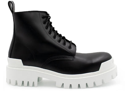 Balenciaga Strike Lace-Up Boot Black White