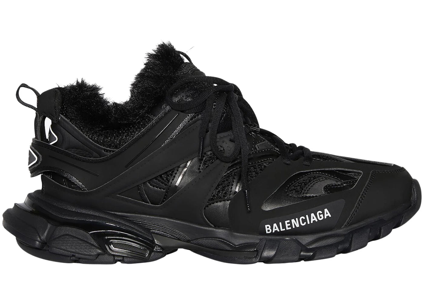 balenciaga track faux fur black black