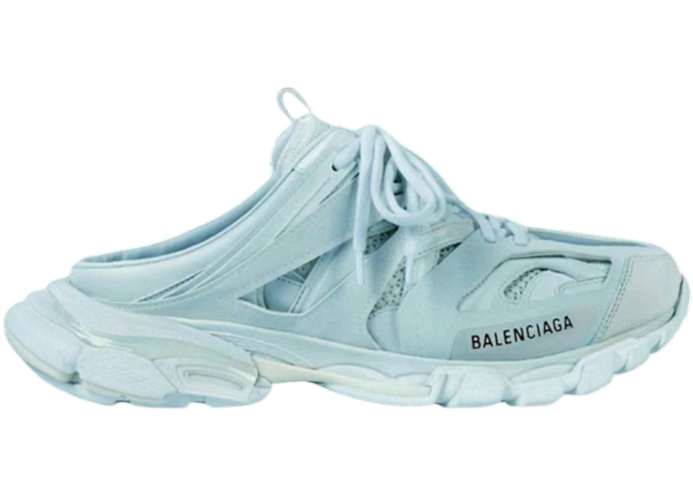 balenciaga track mule runners light blue black