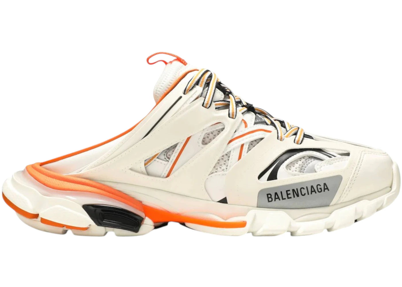 balenciaga track mule runners white orange