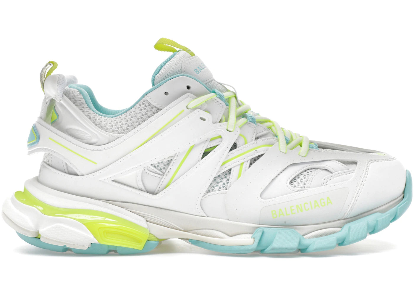 balenciaga track white neon yellow